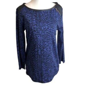 Rafaella Blue Snakeskin Print Casual Everyday Top Medium
